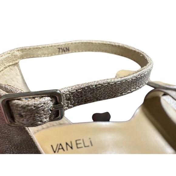 Vaneli Meryn Ankle Strap Block Heel Sandals 7.5 N Womens Shimmering Fabric Open - Picture 8 of 13